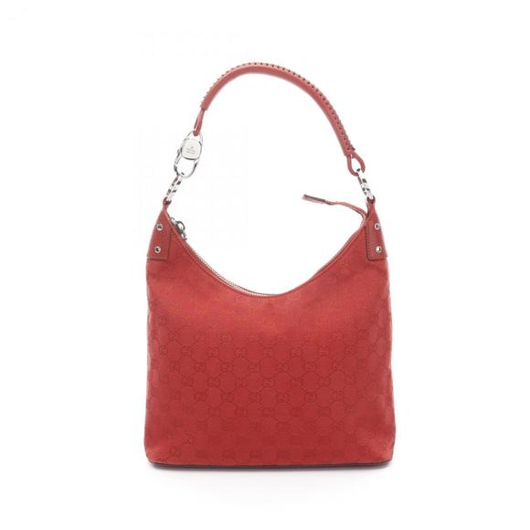 GUCCI GG canvas shoulder bag leather ladies red 115003 - Picture 1 of 10